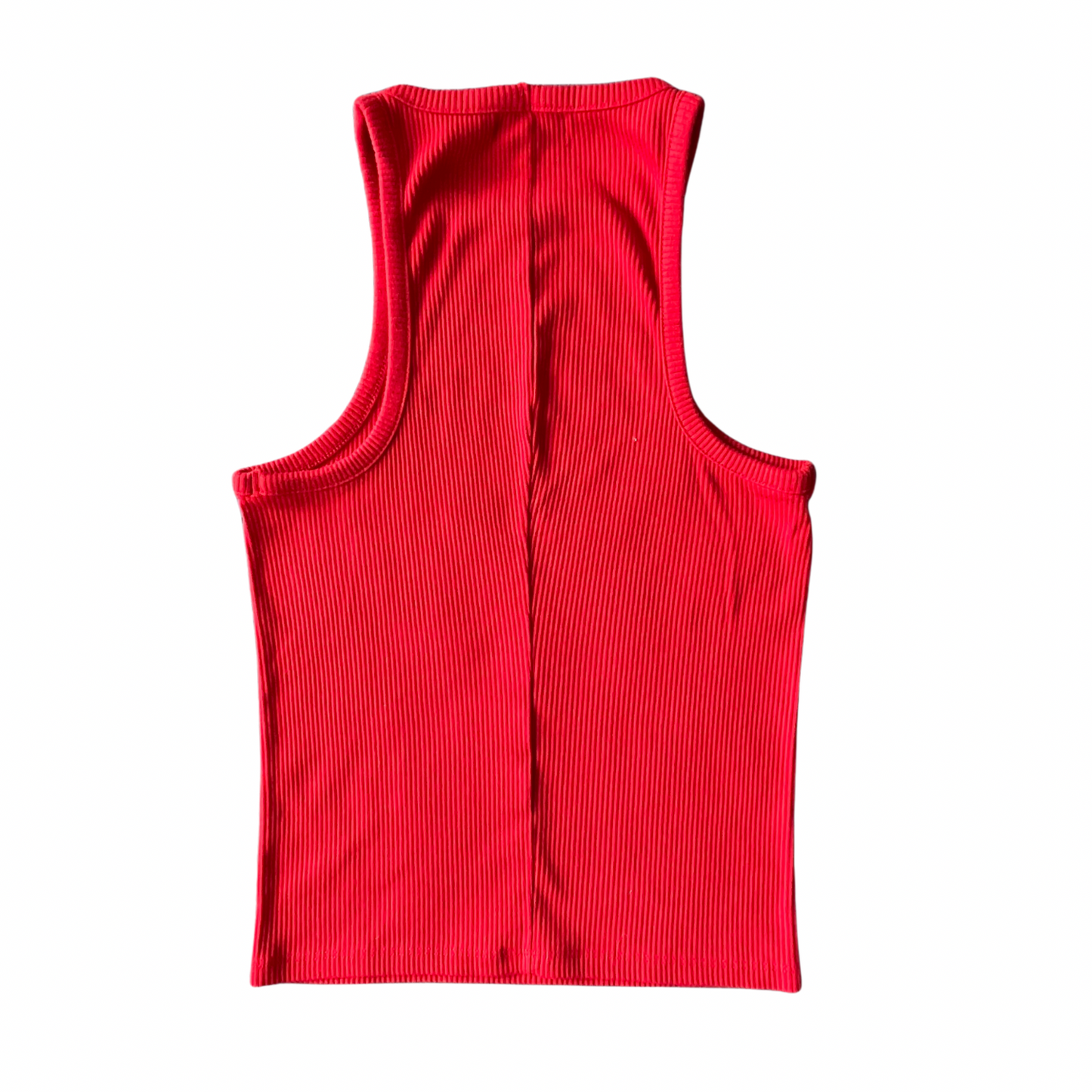 J. Crew Red Ribbed Racer Back Tank Top, Size Small