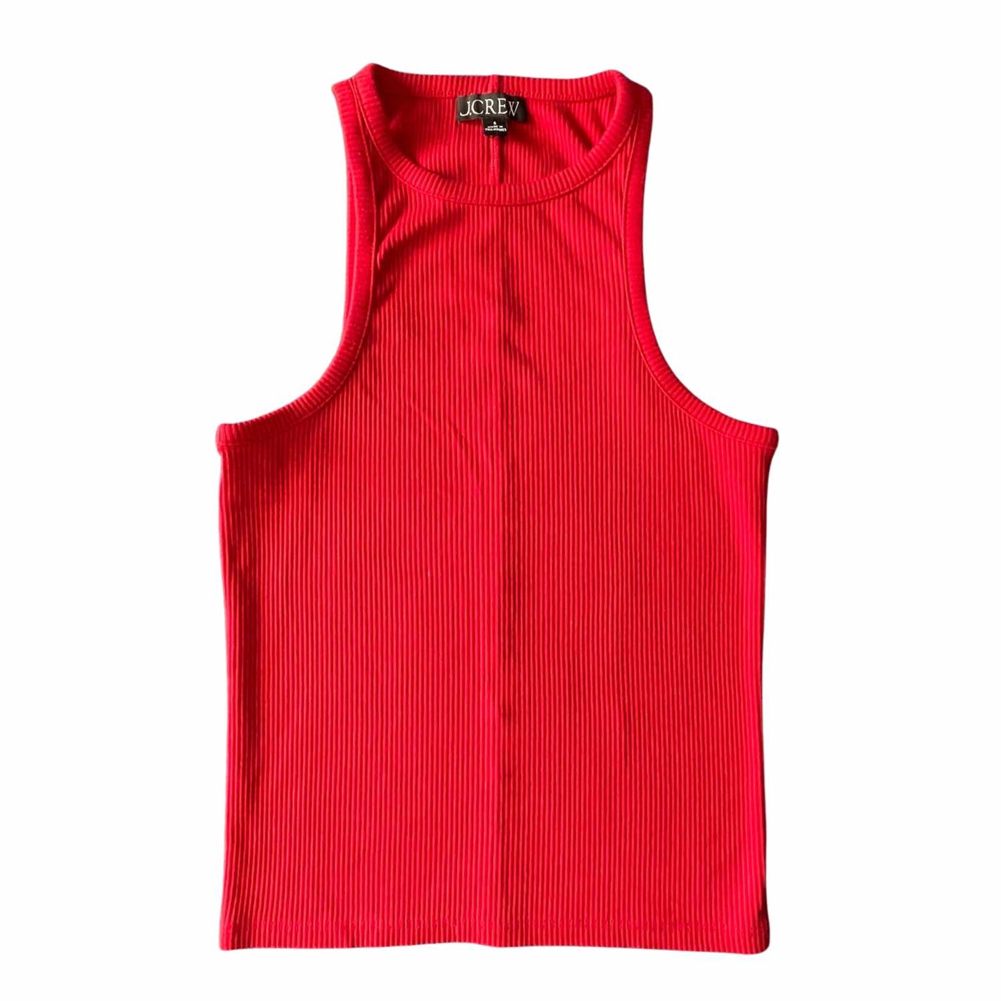 J. Crew Red Ribbed Racer Back Tank Top, Size Small