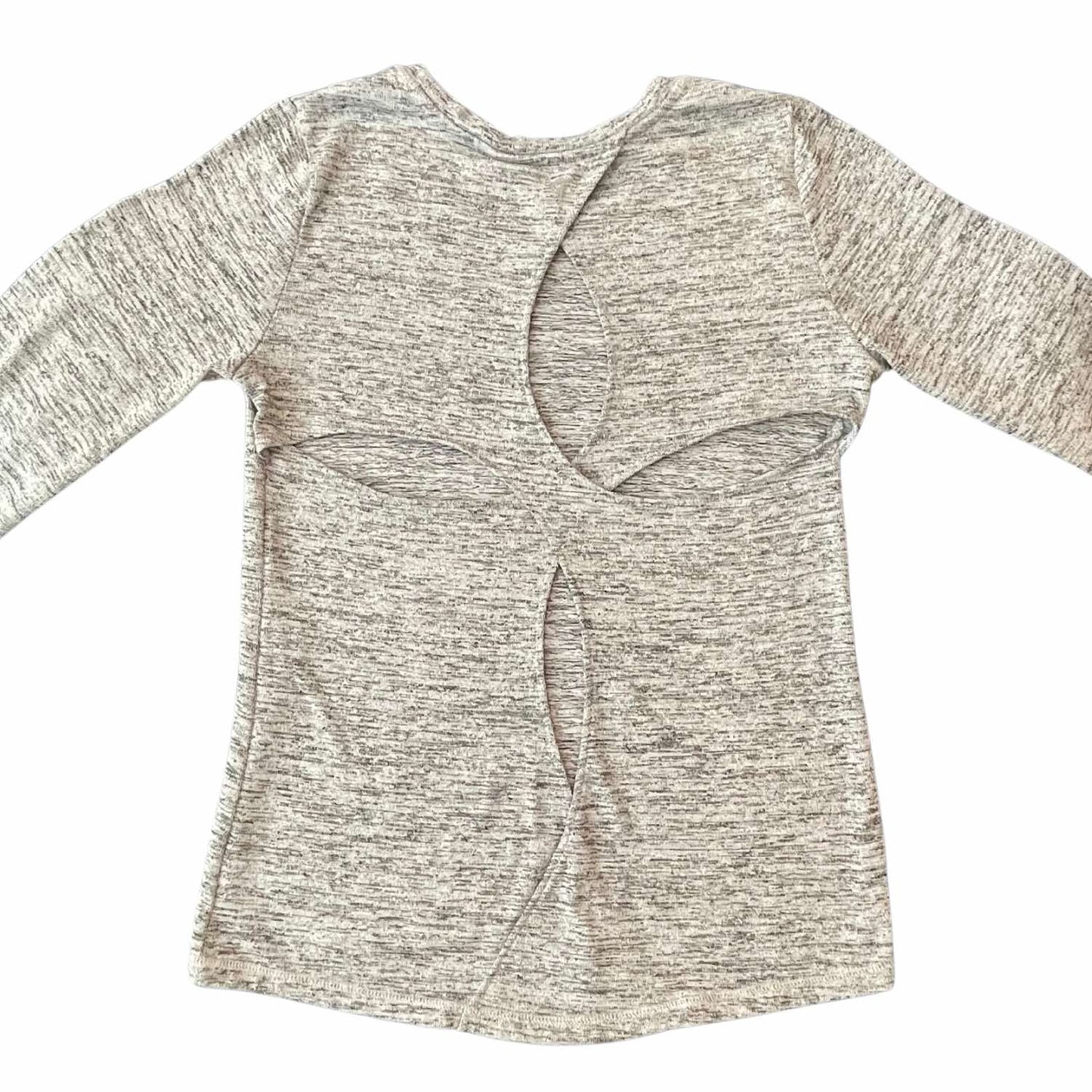 Heather Grey Long Sleeved Knit Shirt with Cutout Back Details, Size Small