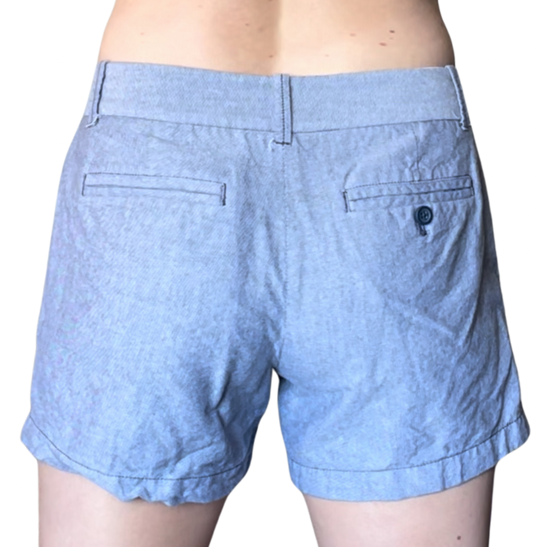 J.Crew Blue Chambray Chino Shorts, 4" Inseam, Size 6