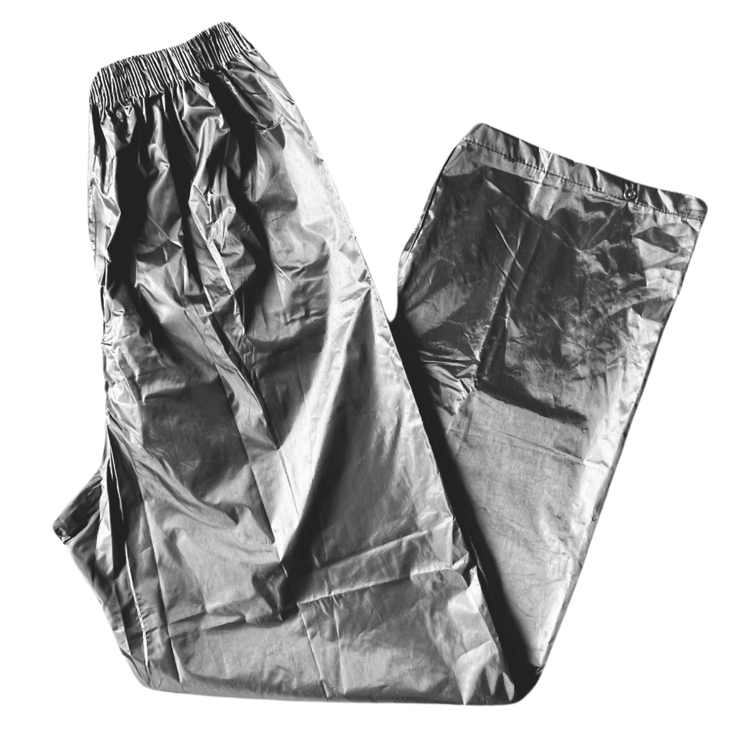 Black 100% Polyester/PVC Rain Cover Pants, 30" inseam, Unisex Size Medium