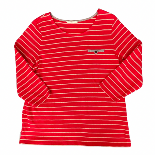 Allison Daley Red and White Striped 3/4 Sleeve Knit Top, Size Large