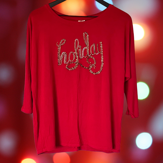 $5 CHRISTMAS COLLECTION: Golden Holiday Sparkly Top, Women's Size Medium