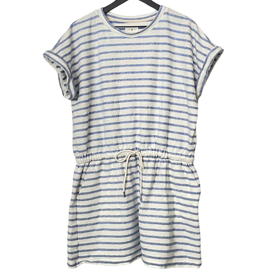 Lou & Grey Blue/White Striped Cozy Cotton Terry Pocket Dress, Size XL