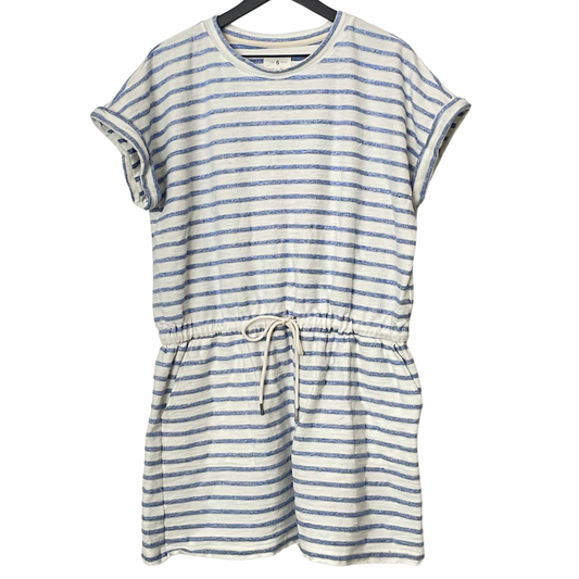 Lou & Grey Blue/White Striped Cozy Cotton Terry Pocket Dress, Size XL