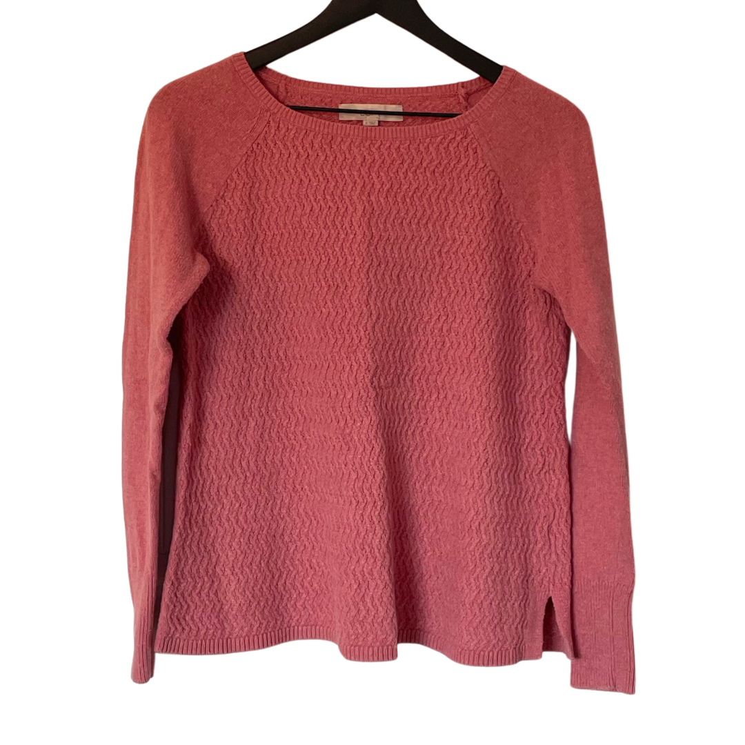 Ann Taylor LOFT Pink Delicate Interlocking Diamond Patterned Cable Knit Sweater; Size Small