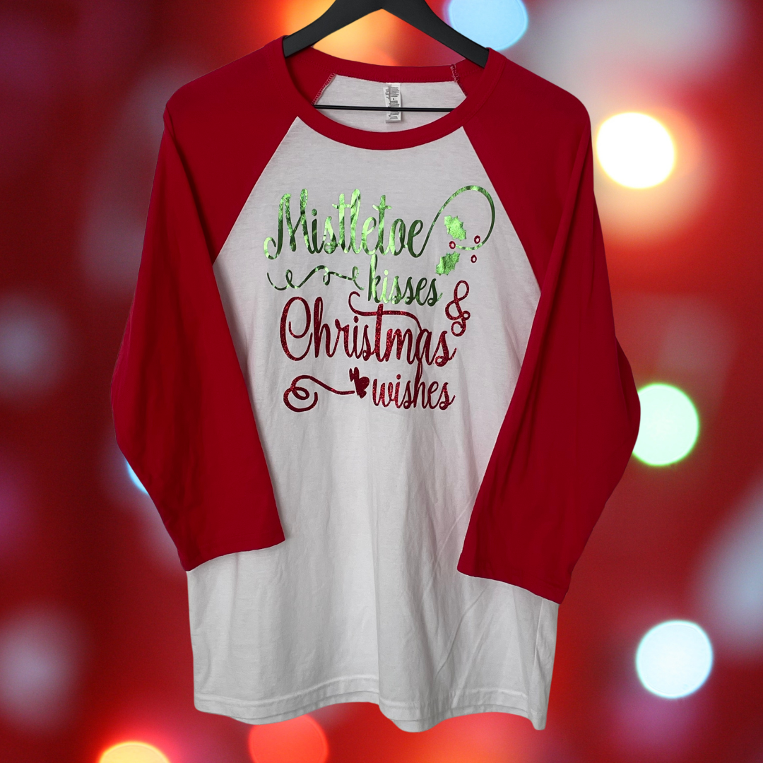 $5 CHRISTMAS COLLECTON: Mistletoe Kisses & Christmas Wishes, Size Large